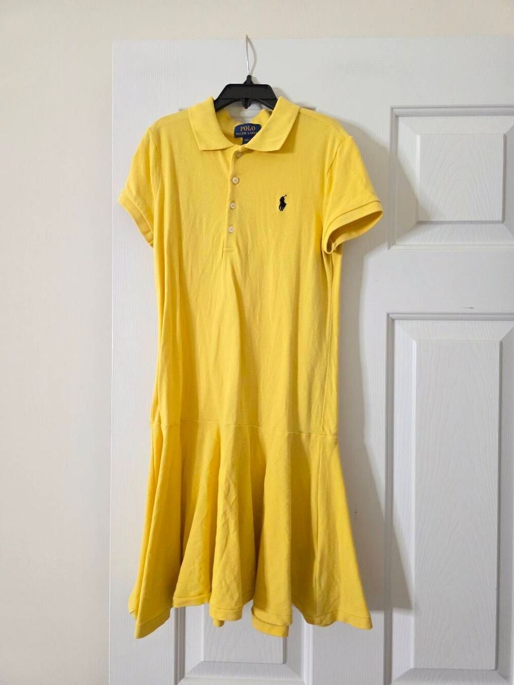 Polo Ralph Girls Tennis Dress Yellow M (8-10) Collared Cap Sleeve